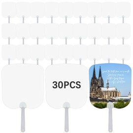 30 Pcs Church Fans Handheld Set,Sublimation Fans Blank Double-Sided Sublimation Paddle Fan Blanks,DIY Hand Fan for Church Parties and Wedding for Guests