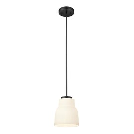 FEMILA 6.7" Black Pendant Light, Pendant Lighting for Kitchen Island, Milk Glass Vintage Light Fixtures for Bedroom Hotel Dining Room, 4FYD87MIL BK