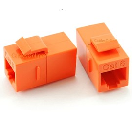CablesOnline, 2-Pack CAT6 Female/Female RJ45 Ethernet Orange Keystone Jack Coupler, WP-C02OR-2