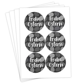 Papierdrachen 24 Easter Stickers for Crafts and Decorating, Happy Easter Motif with Egg Motif, Black/White, Sticker No. 50 - Easter 2021