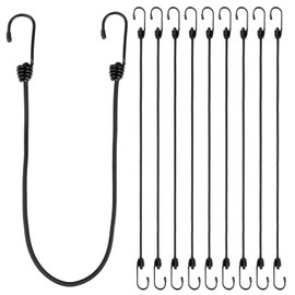 10PCS Bungee Cords with Hooks - 24inch Elastic Cord Heavy Duty Bungee Cords Tarp Straps Strong Elastic Straps Camping Rope for Outdoor, Tent, Rack, Luggage Trailer, Bike,Storage, Black