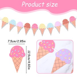2 Pcs Ice Cream Banner Garland, Ice Cream Party Decorations Paper Banner Garland Hawaii Beach Summer Baby Shower Birthday Wedding Party Backdrop Decoration Supplies