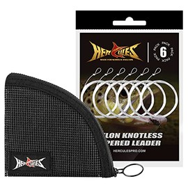 HERCULES Pre-Tied Loop Fly Fishing Leader 6 Pack with Tapered Leader Wallet, 9FT - 0X - 10.6LB
