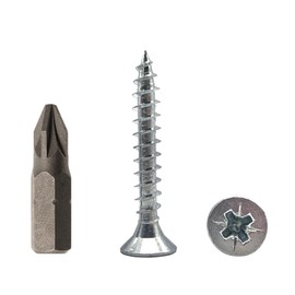 Pack of 200 Galvanised Steel 5.0 x 35 mm Wood Screws Chipboard Screws Universal Pozi Drive Screw PZ Full Thread Pozidriv Countersunk Head (200, 5.0 x 35 mm)