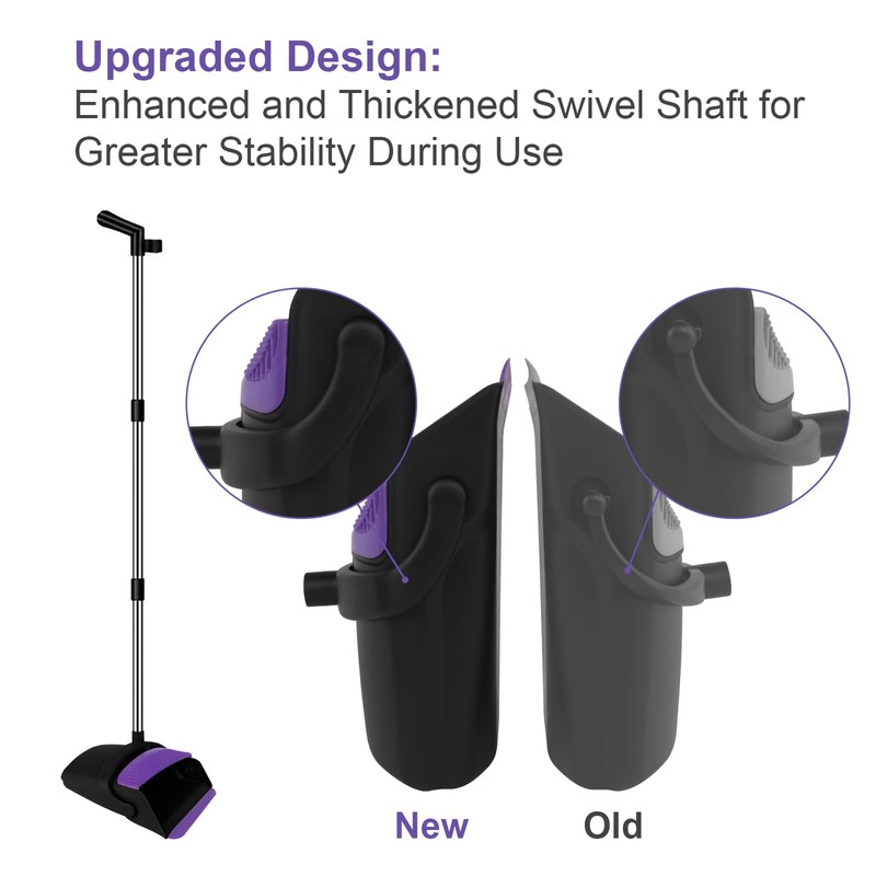 Broom and Dustpan Set, Upright Purple Broom with Dustpan Combo