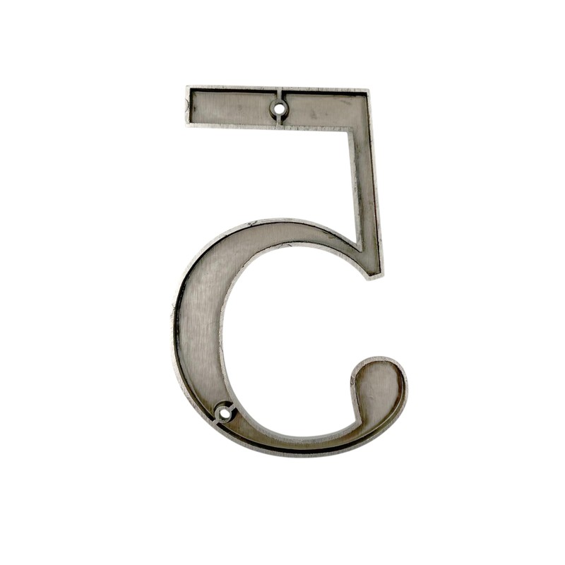 Large 5" Satin Nickel Metal Flush House Address Numbers, Bold