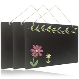 3 PCS Mini Chalkboard Signs, Small Chalk Board for Wall with Jute Rope, 23x17cm Size Mini Blackboards, Outdoor Chalkboard Black Board Chalk Boards for Door and Wall Decor