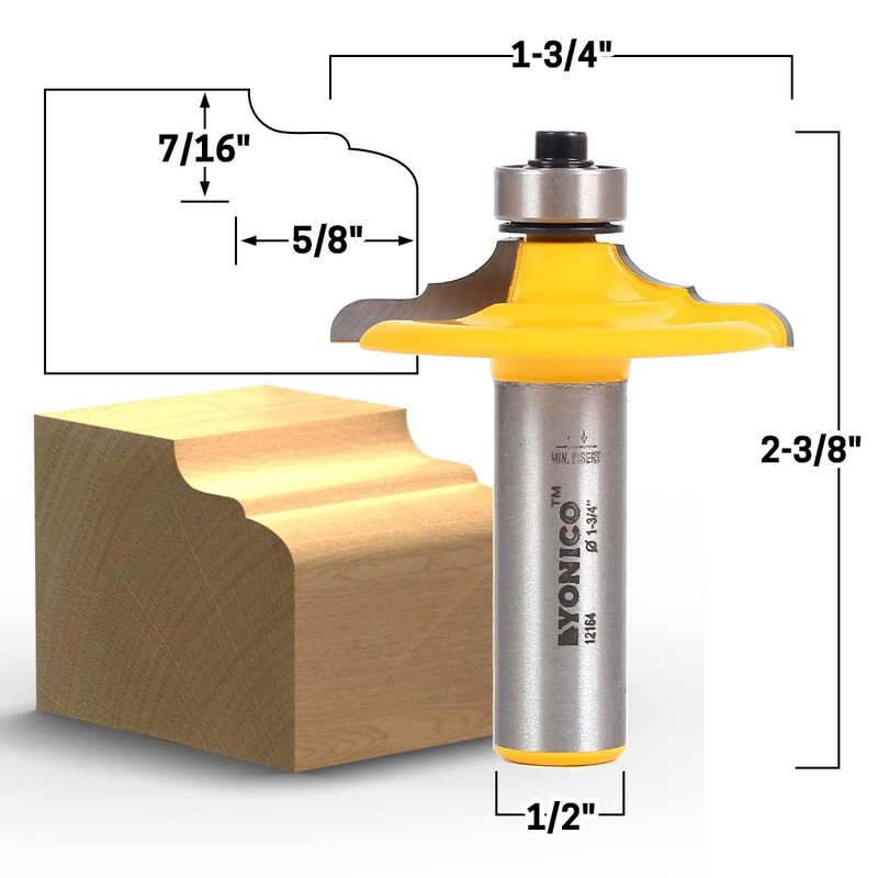 YONICO Cabinet Door Edge Router Bits Classical Euro Style 1/2-Inch