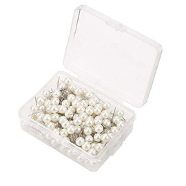 Pack of 200 Round Plastic Head Push Pins Head Push Pins Map Tacks Drawing Pins Map Pins for Pin Board Thumb Tacks (Pearl White)