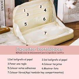 Estuche para Lápices de Gran Capacidad Lapiceras Organizadoras Capacidad Expandible Gran Abertura para Facilitar el Acceso a las Cosas Adecuado para Escuelas Viajes Etc (gris)