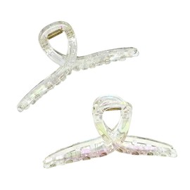 1pc Iridescent Twist Hair Claw Clip – Aurora Acrylic Hair Clamp for Women, Strong Grip, No Damage, Korean Style Accessory for All Hair Types