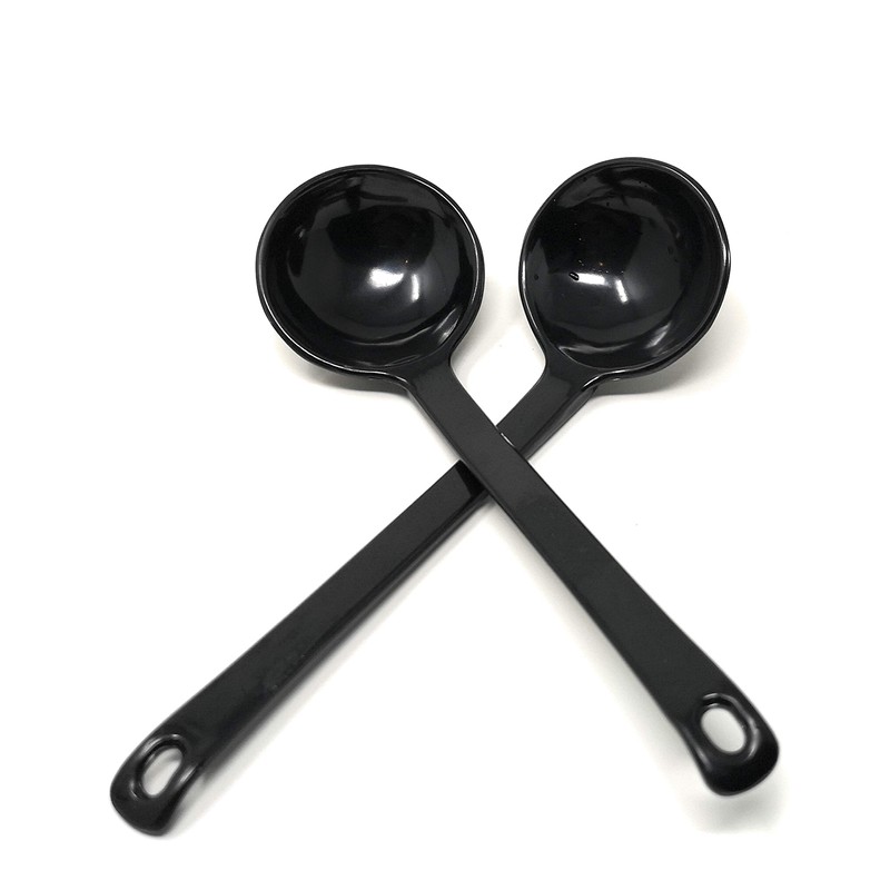 ASIAN HOME Black Melamine Japanese Long Handle Spoons for Ramen,