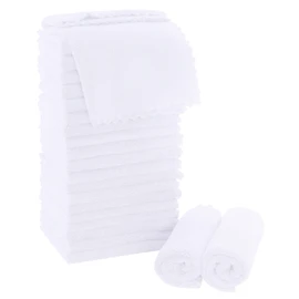 MOONQUEEN Ultra Soft Premium Washcloths Set - 12 x 12 inches - 24 Pack - Quick Drying - Highly Absorbent Coral Velvet Bathroom Wash Clothes - Use as Bath, Spa, Facial, Fingertip Towel (White)