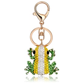 QDDollars Frog Keychain for Women, Cute Green Frog Animal Keychain with Rhinestone Design, Scratch Resistant, Lobster Clasp Closure