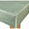 Karina Home Moss Green Linen Look Wipe Clean Tablecloth Vinyl