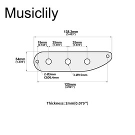 Musiclily Pro Steel 3-Hole Bass Control Plate for Vintage PB/Tele Bass Style Electric Bass, Gold