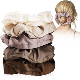 Coleteros de Satén, GeeRic 5 Satin Hair Scrunchies para Mujer Gomas Elásticas para el Cabello Bandas para Cola de Caballo para el Cabello para Niñas, 