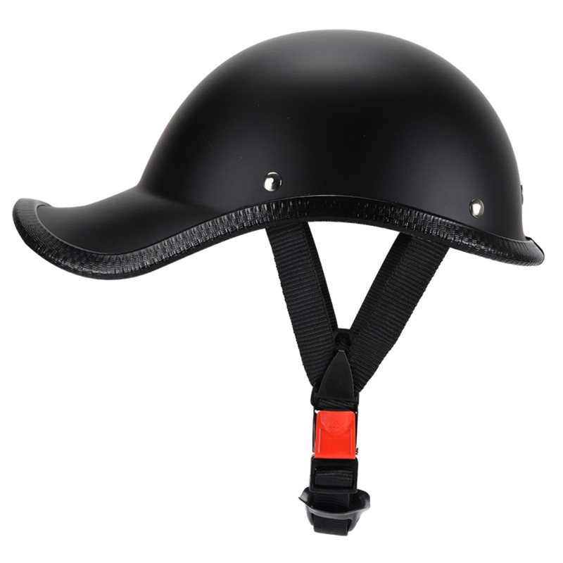 Retro Motorcycle Half Helmet with Adjustable Nylon Chin Strap Scoop
