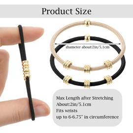 10 Pcs Boho Hair Ties Bracelet Gold Beads Elastic Blonde Ponytail Holder Blonde Cluff Aesthetic Boho Jewelry Hair Accessories Bling No Damage for Thick Thin Curly Hair Women