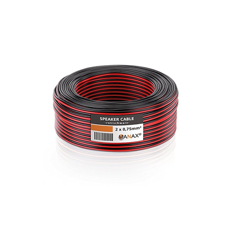 MANAX® Loudspeaker Cable 10 m 2 x 0.75 mm² Red/Black