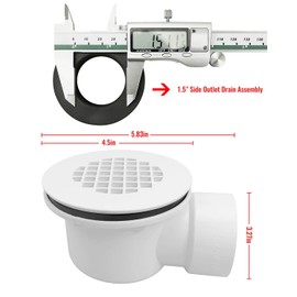 AUGREX Low Profile Shower Drain Base with 1-1/2" Reducer Pipe Fitting and Perforated Strainer, for 1.5 inch Side Outlet Drain and Shower Base PVC Drain