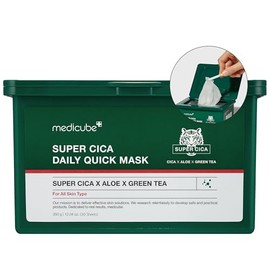 medicube Super Cica Daily Quick Facial Masks (30 Sheets) - 60-Second Soothing & Hydrating Facial Mask with 88% Cica, Instant Cooling & Moisturization 