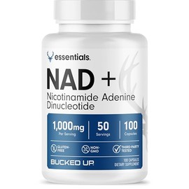 Bucked Up NAD+ 1000mg | Dinucleótido de nicotinamida y adenina | Sin OMG, sin gluten, probado en laboratorio de terceros | Suplemento de coenzima celu
