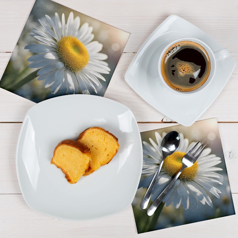 HEKU 100 napkins, 3-ply, 33 x 33 cm, daisies, absorbent