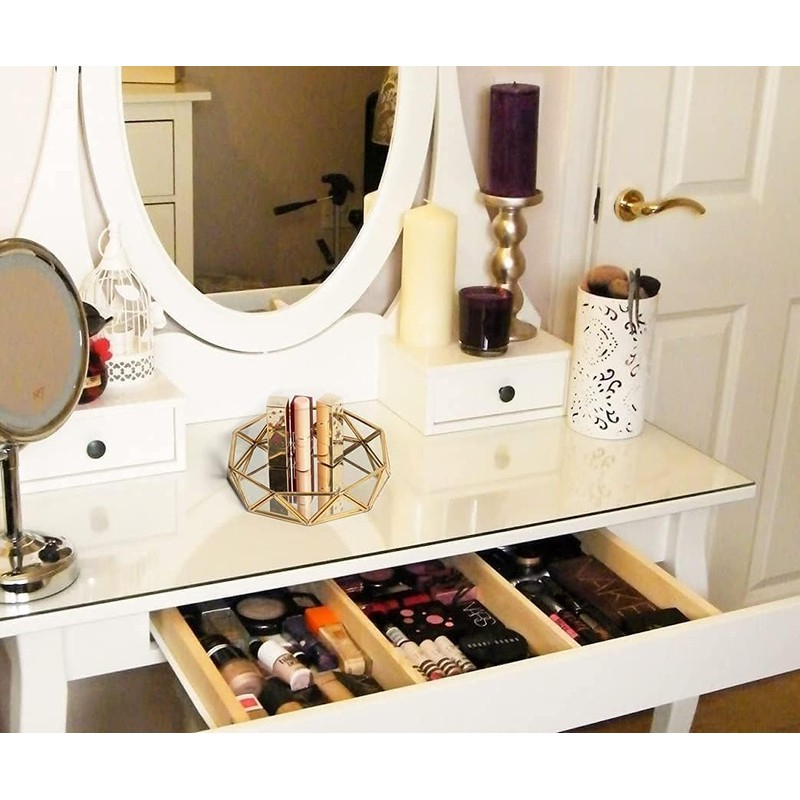 Feyarl ガラストレイ ミラートレー 置くトレイ小物収納 香水 ディスプレイ ゴールド (18cm)