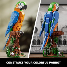 Macaw Parrot Building Sets for Kids & Adults, Creative Bird Building Blocks Model, Animal Figures Building Toy for Home Office Decor, Birthday Gifts for 6 Year Old and Up Boys Girls (1138 PCS)