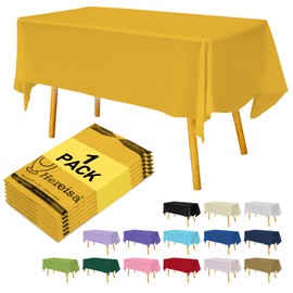 Hereisa Premium Plastic 54-Inch-by-108-Inch Rectangle Tablecloth, Yellow