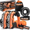 ALL-TOP Synthetic Soft Shackle & Recovery Ring Kit (2PCS 3/4in x 24in - 66200LBS Shackles + 1 Snatch Pulley Ring) for Winch Tackle Pulley System