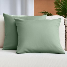 Mellanni Throw Pillow Covers - Pack of 2 Decorative Cover with Hidden Zipper - for Home Decor and Living Room Pillows - Double Brushed Microfiber - Easy Care and Quick Drying (20x20, Sage)