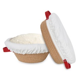 SuperextSelect Banneton Bread Proofing Basket Set of 2, Round & Oval for Sourdough Baking with Liners & Covers - Rope Lining - Set of 2 Baker's Tools