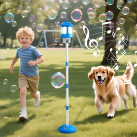 SANGQAOFU Bubble Machine for Kids Bubble Blower Maker with Lights and Music Automatic Bubble Stand Machine for Parties Birthday Wedding Toddlers Kid Summer Outdoor Toys
