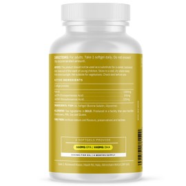 High Strength Omega 3 Fish Oil 2000mg – 240 High Strength Capsules (4 Month Supply) – 660mg EPA & 440mg DHA per Daily Serving (2 Softgels) – Supports Normal Heart Function – 2000mg Fish Oil