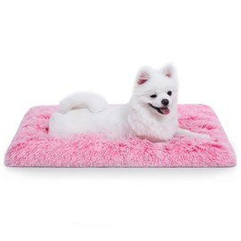 Vonabem Small Dog Bed Crate Pad, Pink Washable Puppy Beds, Plush Fluffy Dog Crate Bed 24 inch, Cute Cats Beds, Dog Mats for Sleeping, Anti Slip Kennel Pad