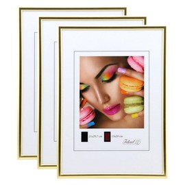 Ideal Trend New Lifestyle Picture Frame Set, Wall Decoration, Collage, Poster Frames, Set of 2/3/5, Colour: Set of 3, Gold, Format: 21 x 29.7 cm, DIN A4