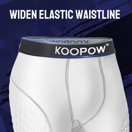 KOOPOW Youth Baseball Sliding Shorts with Cup Pocket for Baseball, Football, Lacrosse, Hockey,White Grey,XS