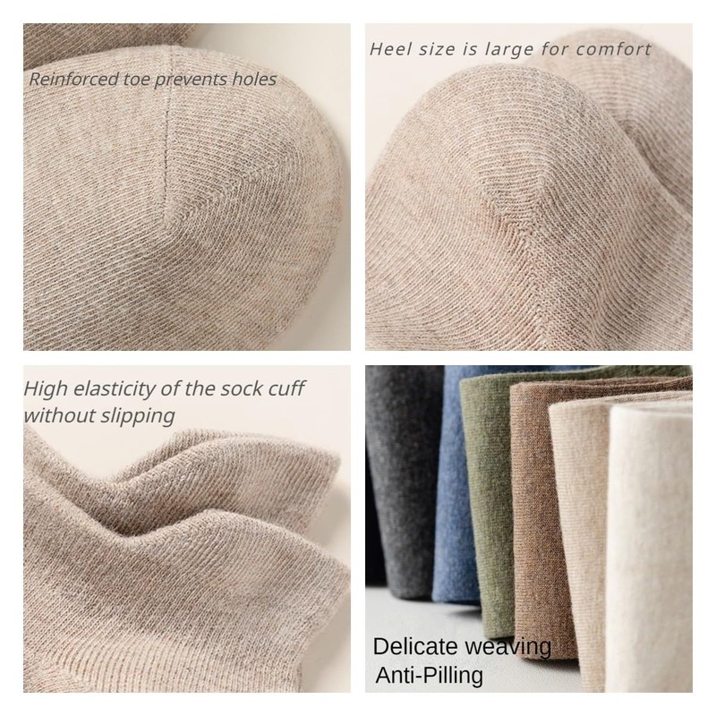 pzq Men's 100% Cotton Low Cut Socks 6 Packs Moisture