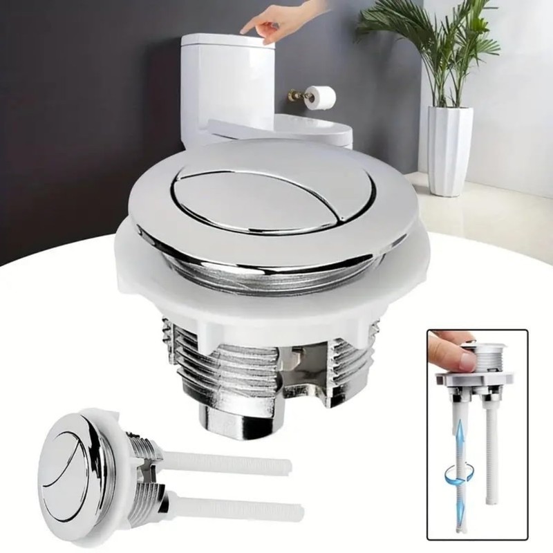 Toilet Push Button Flush Replacement, Dual Toilet Flush Button, Round