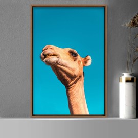 SIGNWIN Framed Canvas Wall Art Camel Animals Camels Expressive Farmhouse/Country Living Room Multicolor Photography - 24x36 inches