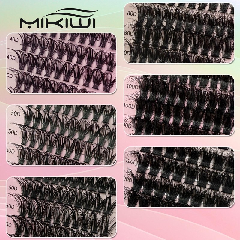 Lash Clusters, 6 Styles 40D/50D/60D/80D/100D120D Cluster Lashes, Mixed Lengths 10-18mm,