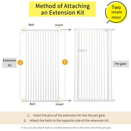 Lumizone Extra Tall Cat Gate Extension Kit 55.12" High Pressure Mounted 2025 New 29.52" Extra Wide 1.37" Gap No Drilling Tall Pet Gate for Dogs (White, 55.12" H x 29.52" W, Extension)
