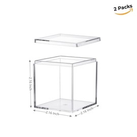 Small Acrylic Candy Box Clear Square Cube Plastic Gift Box with Lid Clear Display Case Jewelry Storage Organize Containers
