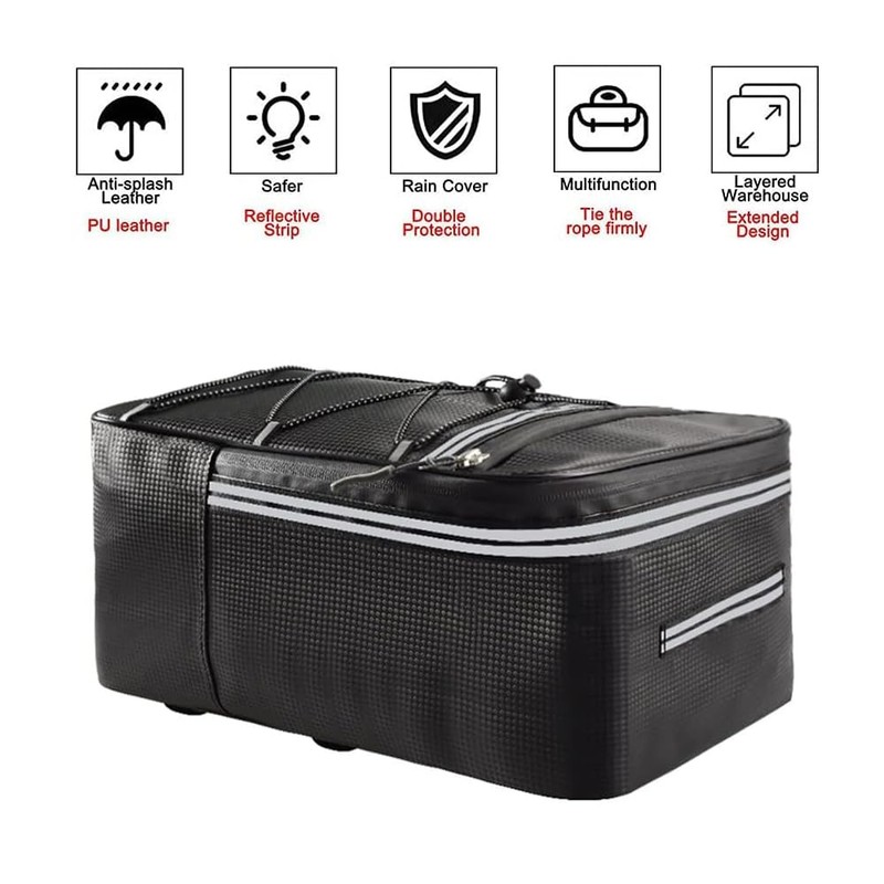 TTBDDM Bicycle Pannier Rack Bag, Bicycle Rear Bag with Reflective
