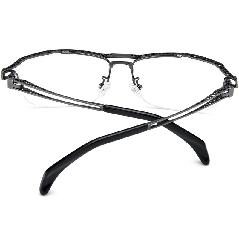 FONEX Pure Titanium Glasses Frame Men Semi Rimless Square Eyeglasses