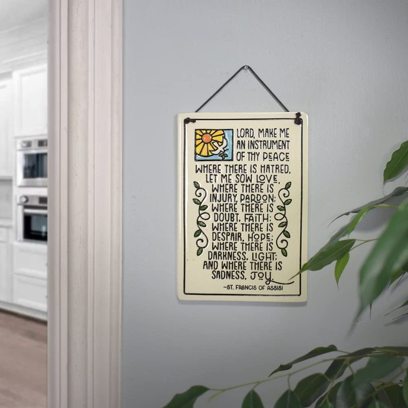 American Made Prayer of Saint Francis Ceramic Wall Plaque, 7.25-Inches
