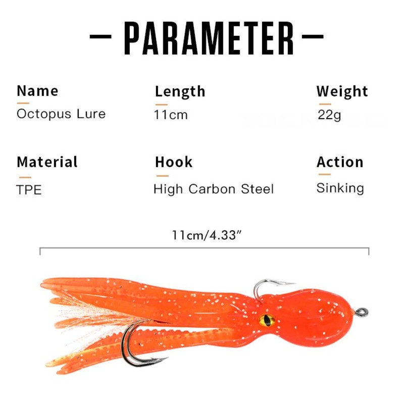 6Pcs Octopus Swimbait Soft Fishing Lure with Hook Squid Jigs