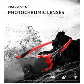 KINGSEVEN Cycling Glasses for Men Women Bicycle Sports MTB Road Bike Sunglasses Photochrome Lenses LS-911 (LS911-Photochromic Blue)